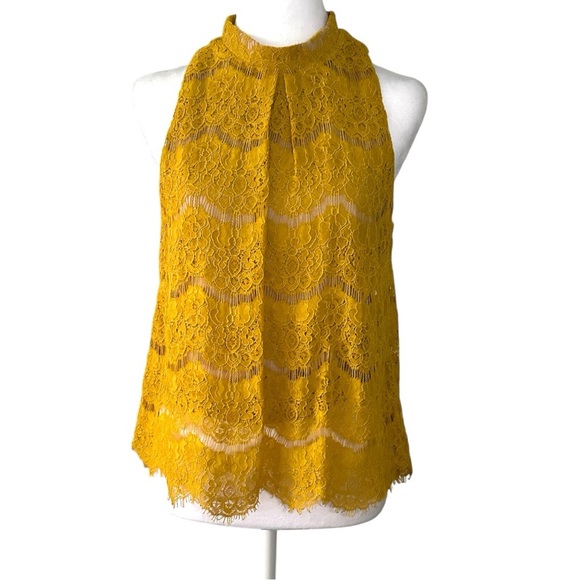 love, Fire Mustard Lace Halter Blouse medium - Picture 1 of 5